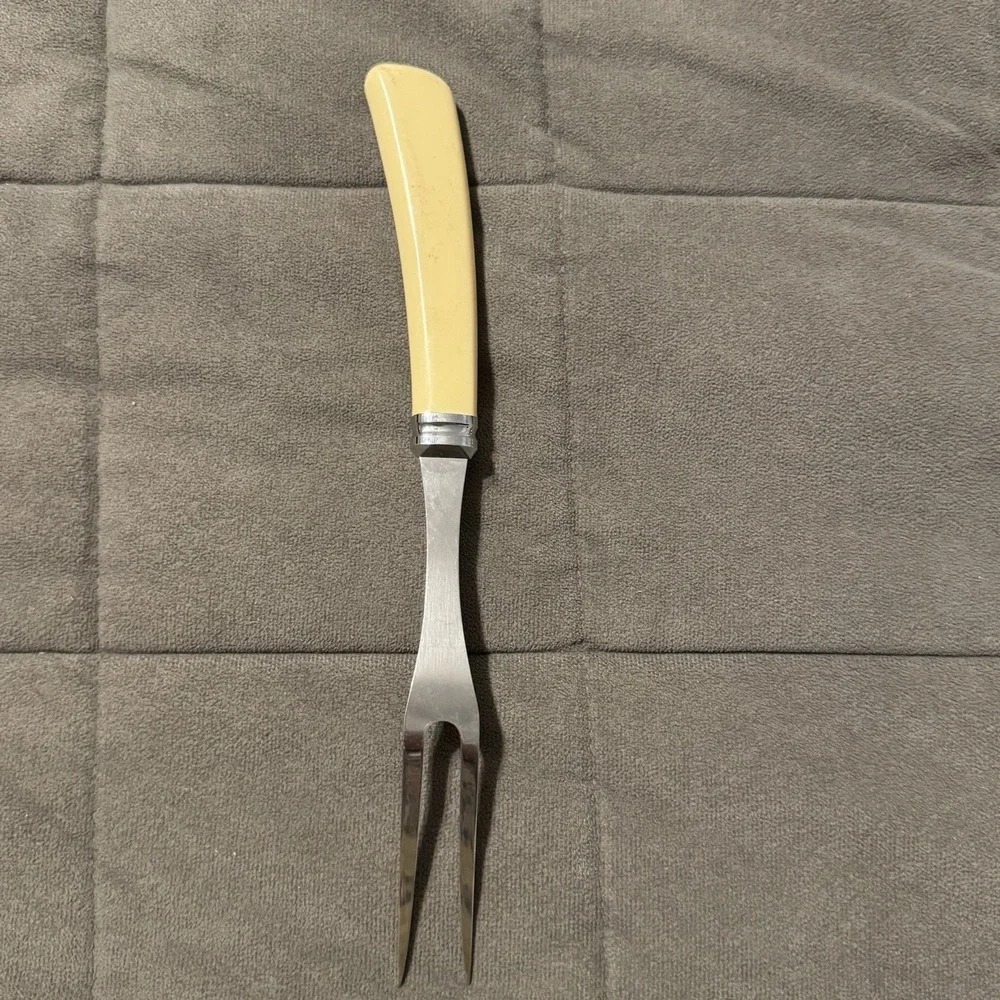 Vintage Household Surgical Stainless Steel‎ Carving Fork Fleur De Lis Handle USA